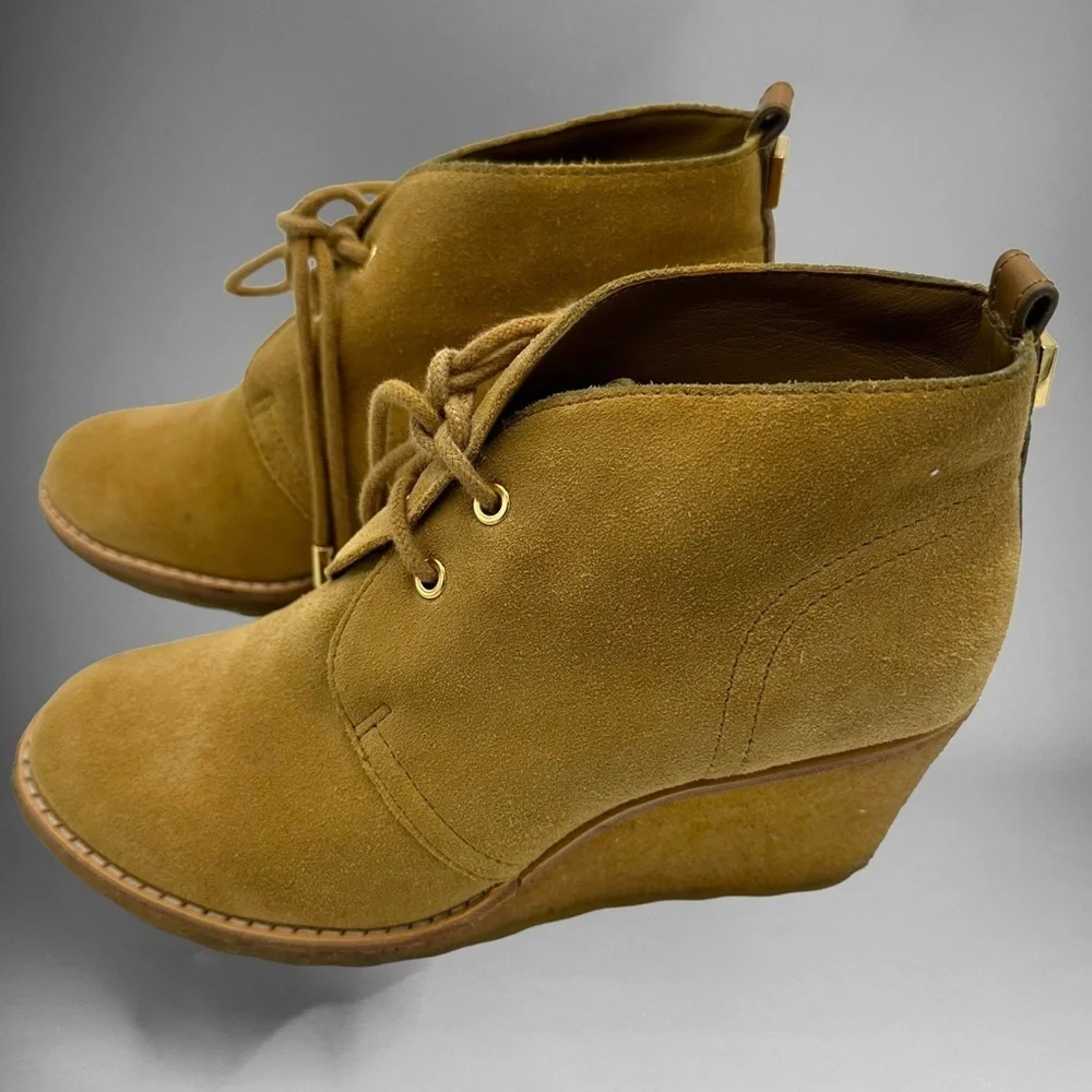 Tory Burch Brown suede Wedge Booties.